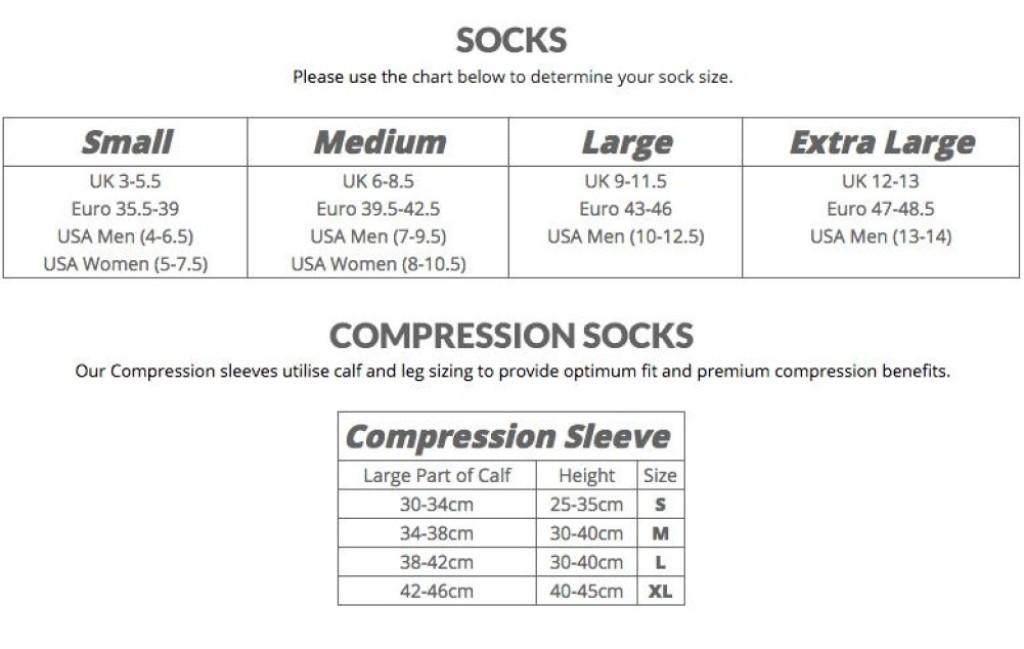 Hilly Socks Size Guide