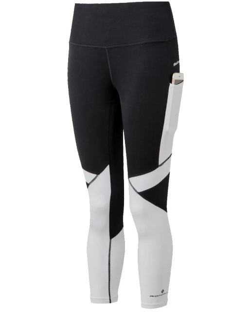 Ronhill Womens Tech Revive Crop Tight Black-Bright White Front