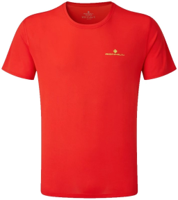 Ronhill Mens Core Short Sleeve T-Shirt Flame Red Fluo Yellow Front