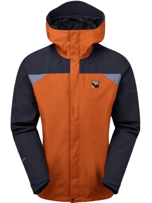 Sprayway Mens Reaction Waterproof Jacket Ginger Orange Blazer Blue Sea Front