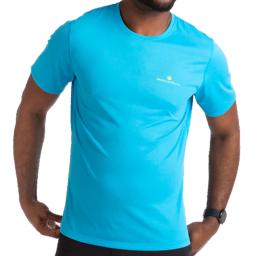 Ronhill Mens Core Short Sleeve T-Shirt Blue Cyan-Acid Lime Front