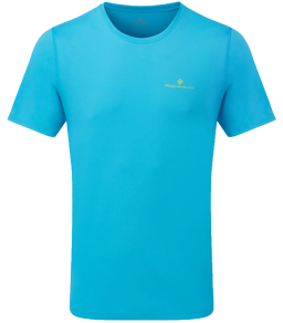 Ronhill Mens Core Short Sleeve T-Shirt Blue Cyan-Acid Lime_Front