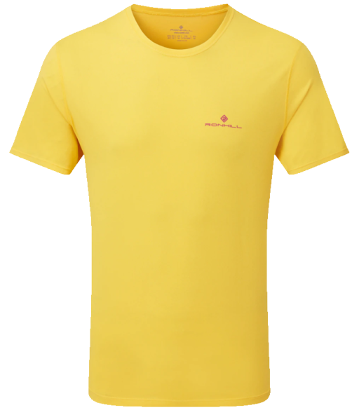 Ronhill Mens Core Short Sleeve T-Shirt Yellow Sulphur-Firecracker_Front