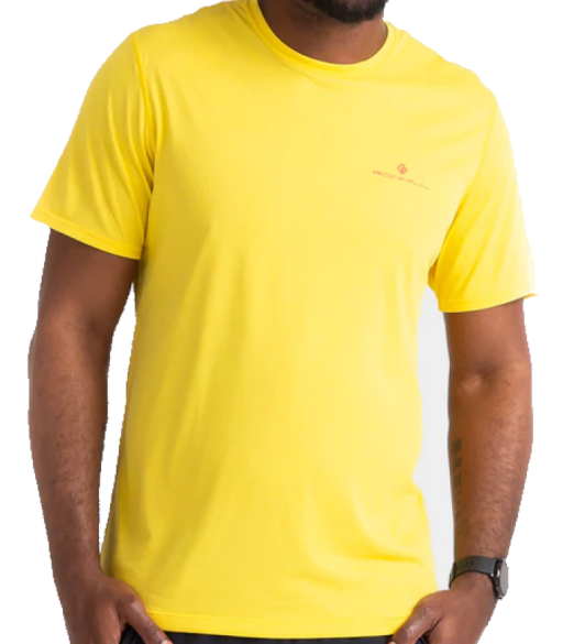 Ronhill Mens Core Short Sleeve T-Shirt Yellow Sulphur-Firecracker Front M