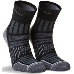 Hilly Twin Skin Socks Black Grey Marl Front Side